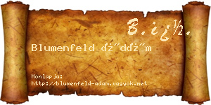 Blumenfeld Ádám névjegykártya